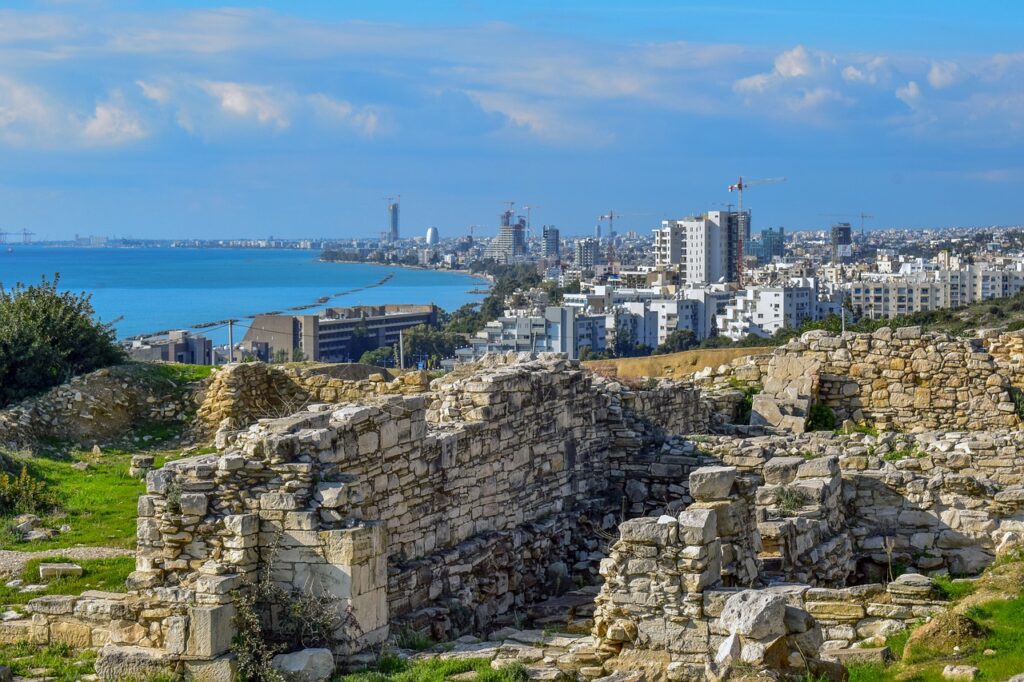 Scenic road trip near Limassol with a rental car driving along the coast