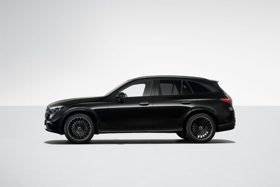 Mercedes GLC 220d Night Package parked near the Limassol coast, premium luxury SUV rental in Cyprus