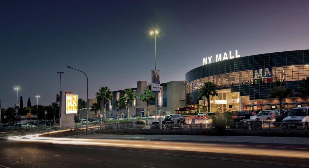 Mercedes parked at Limassol Marina luxury shopping area with Rospensa Car Rental